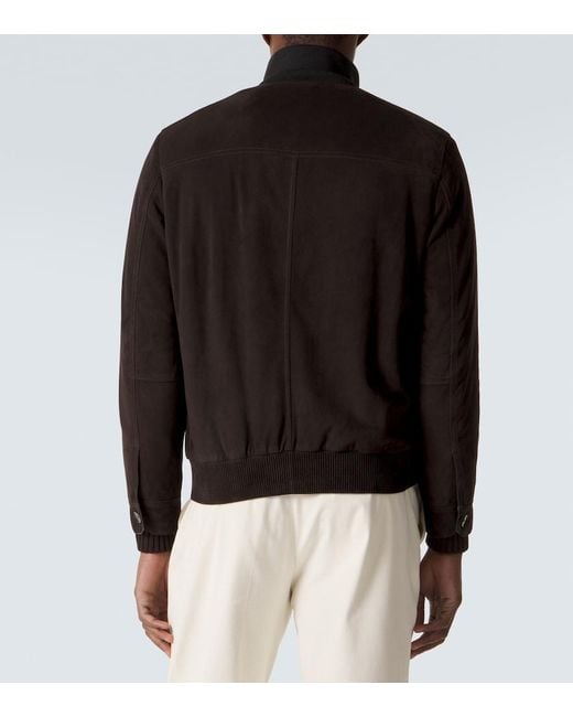 Brioni Black Suede Bomber Jacket for men