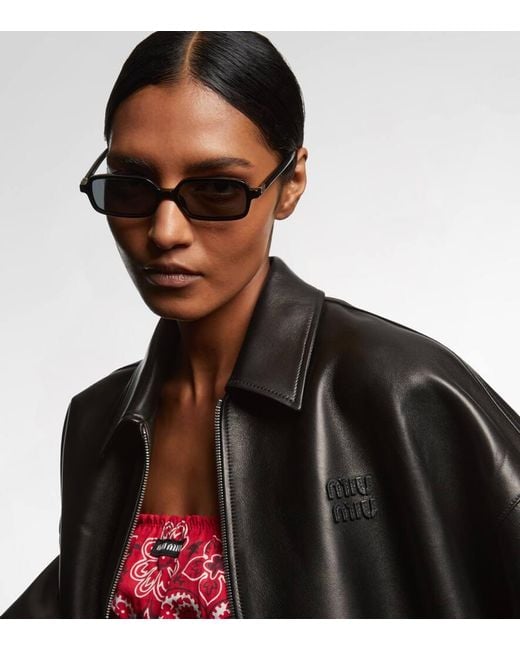 Miu Miu Black Rectangular Sunglasses