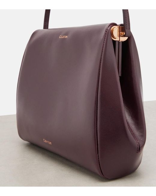Calvin Klein Purple Tina Medium Leather Shoulder Bag