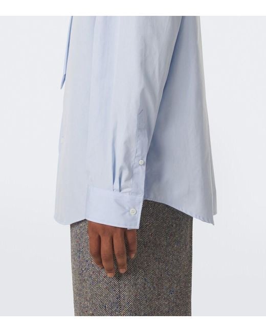 Dries Van Noten Blue Cotton Poplin Shirt With Tie for men