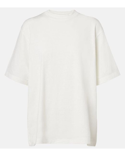The Row White Estavo Oversized Linen-Blend T-Shirt