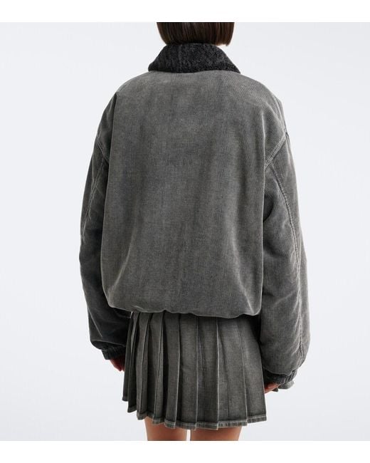 Miu Miu Gray Corduroy Cotton Bomber Jacket