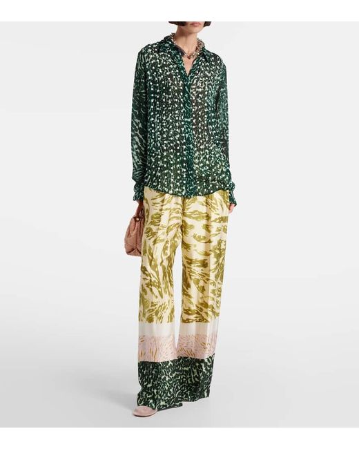 Dries Van Noten Metallic Weite Hose