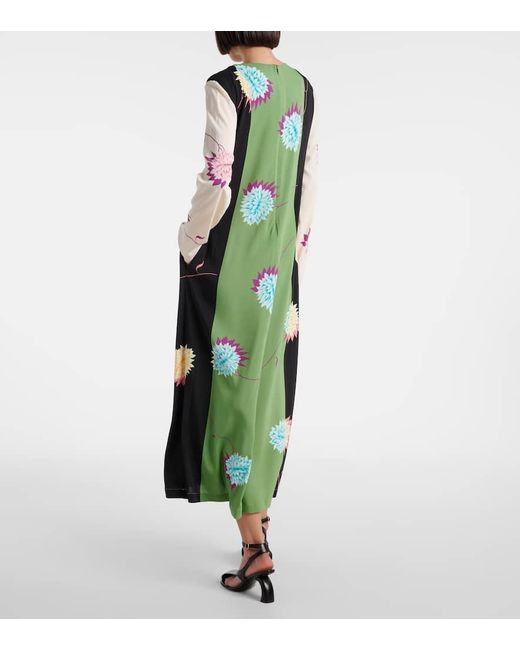 LaDoubleJ Green Swing Printed Jersey Maxi Dress