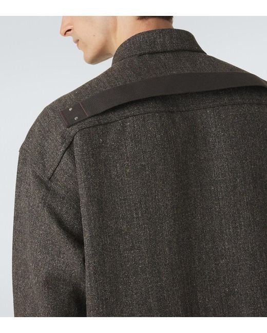 Rick Owens Gray Oversized Wool And Linen-Blend Overshirt for men