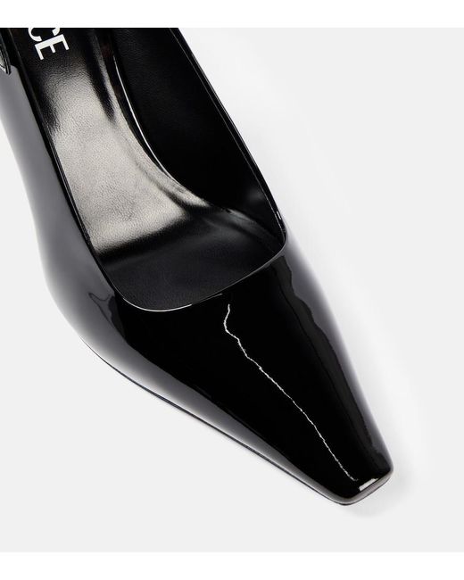 Versace Black Patent Leather Slingback Pumps