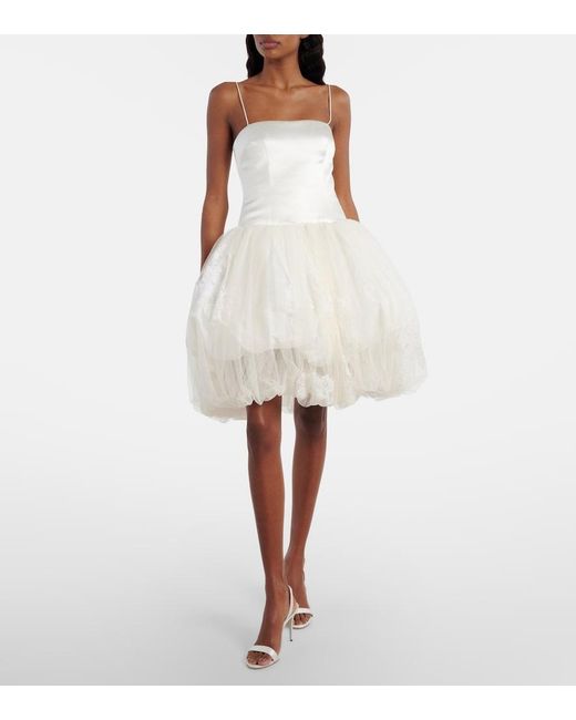 Danielle Frankel White Bridal Sadie Wool And Silk Corset Dress