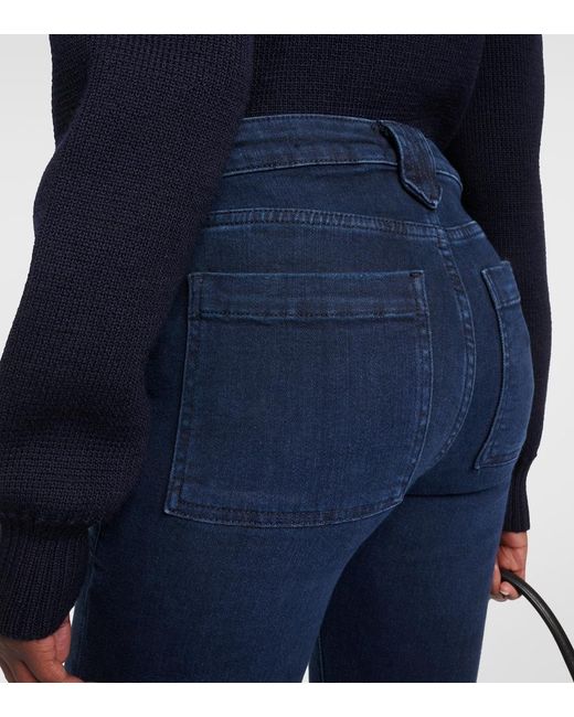 FRAME Blue Le High Flare Trapunto High-Rise Flared Jeans