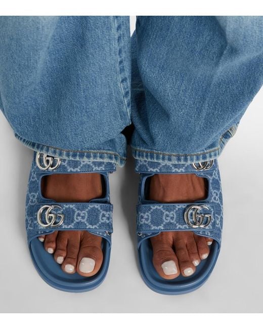 Gucci Blue Gg Denim Sandals