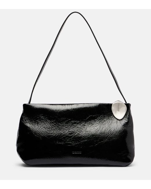 Jil Sander Black Jewel Zip Leather Shoulder Bag