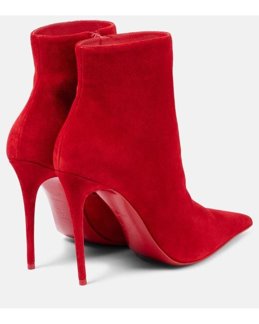Christian Louboutin Red Ankle Boots Kate Max 100 Aus Veloursleder