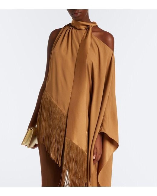 Taller Marmo Natural Atlas Fringed Scarf-Detail Crepe Cady Blouse