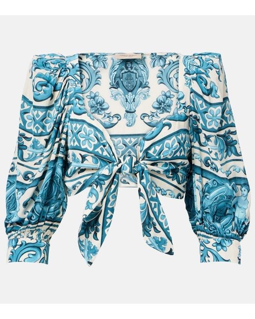 Adriana Degreas Blue Printed Crop Top