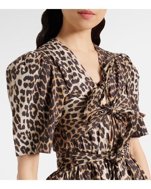 Ganni Brown Dress With Animal Print