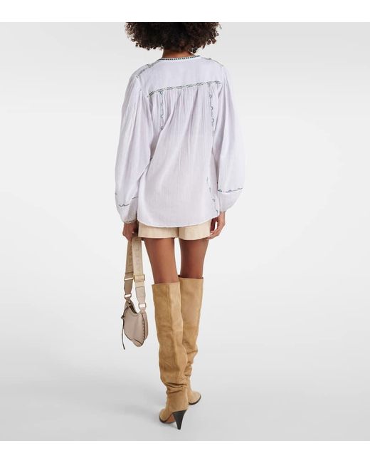 Isabel Marant White Bestickte Bluse Silekiage aus Baumwolle
