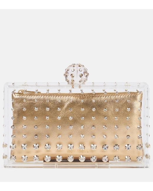 Aquazzura Natural Tequila Crystal-Embellished Clutch