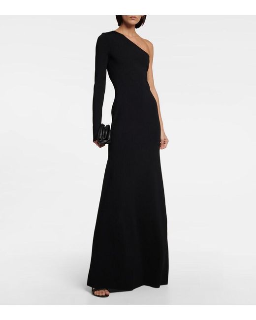 Victoria Beckham Black Knitted One-Shoulder Maxi Dress