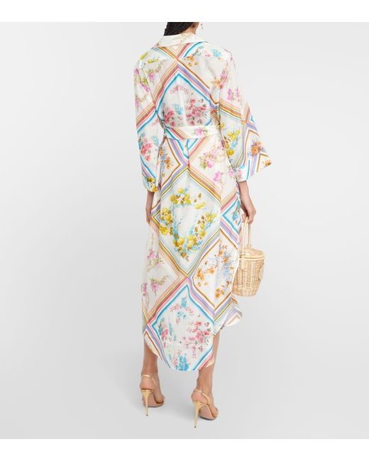 Zimmermann Metallic Halcyon Floral Silk Midi Dress