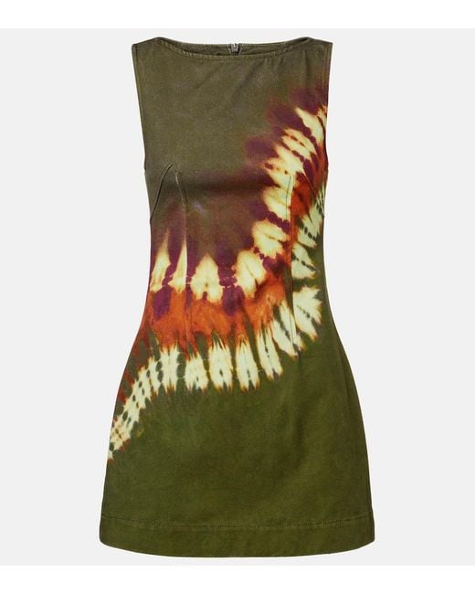 ALÉMAIS Green Marilyn Dyed Denim Minidress