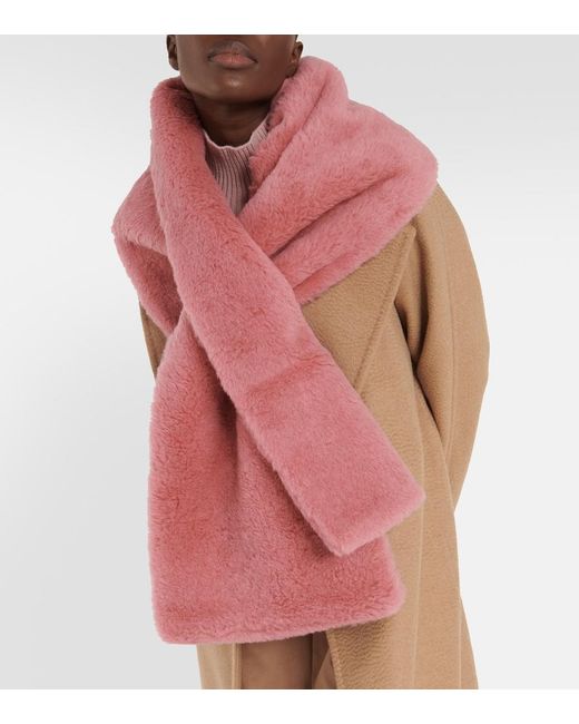 Max Mara Pink Full Alpaca Wool-Blend Teddy Scarf