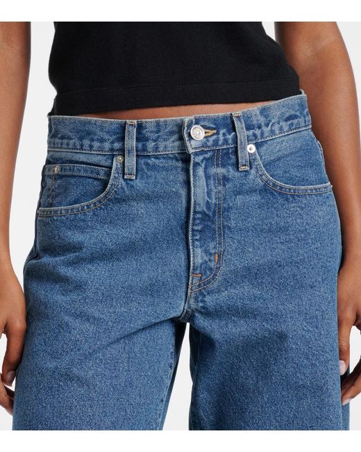 SLVRLAKE Denim Blue Tess Long Low-Rise Wide-Leg Jeans