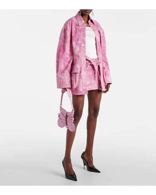 Minifalda Cargo De Denim Con Camuflaje Blumarine de color Pink