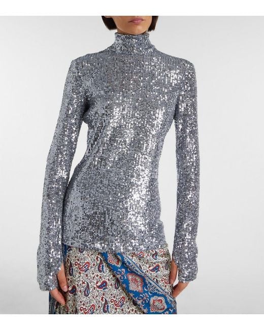Rabanne Gray Sequined Top