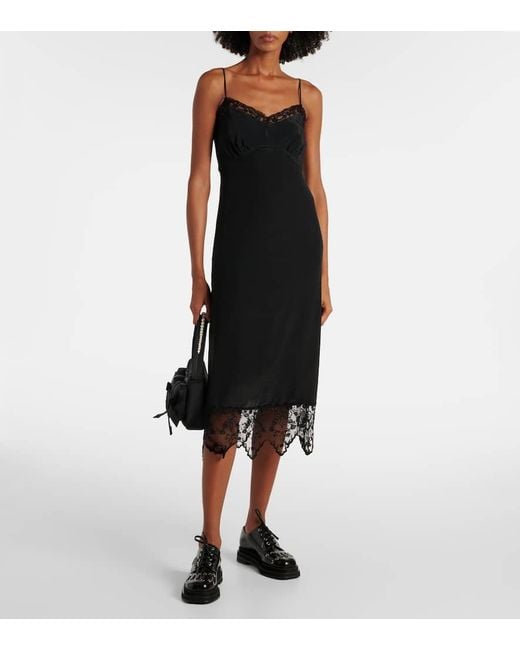 Simone Rocha Black Lace-Trimmed Slip Dress