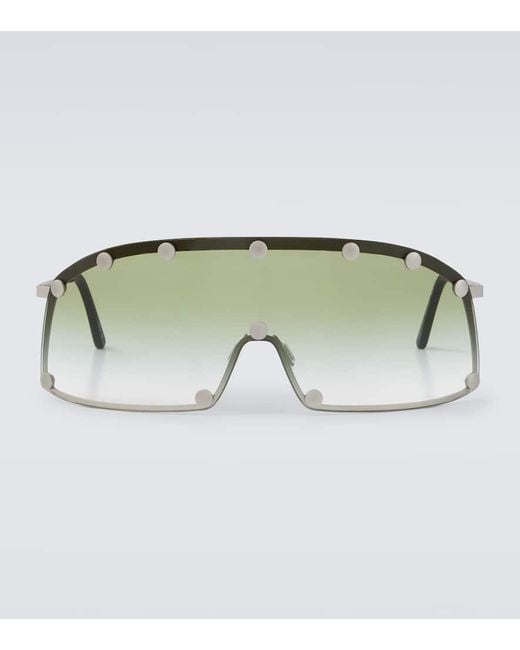 Occhiali Da Sole Shield Con Borchie di Rick Owens in Green da Uomo