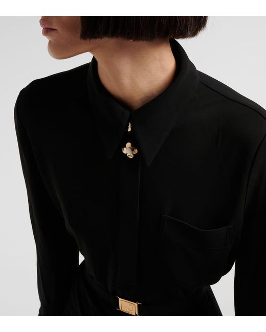 Vestido Camisero De Jersey Con Cinturon Tory Burch de color Black