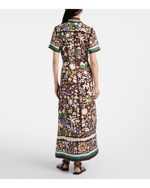 ALÉMAIS White Maroc Printed Linen Shirt Dress
