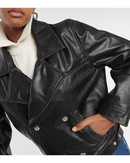 Victoria Beckham Black Oversized Leather Jacket