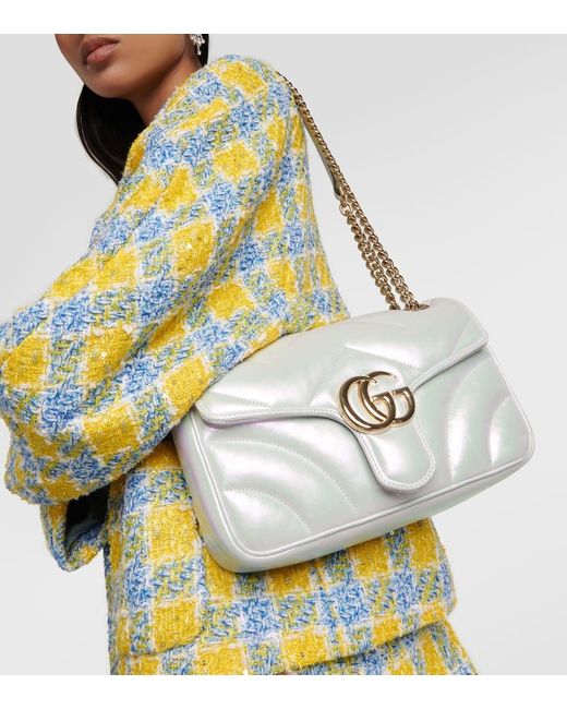 Gucci White GG Marmont Small Leather Shoulder Bag