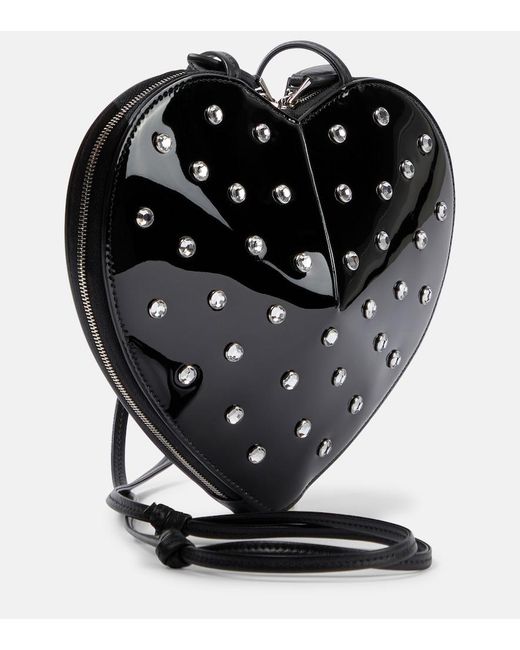 Alaïa Black Leather Le Coeur Bag With Crystals