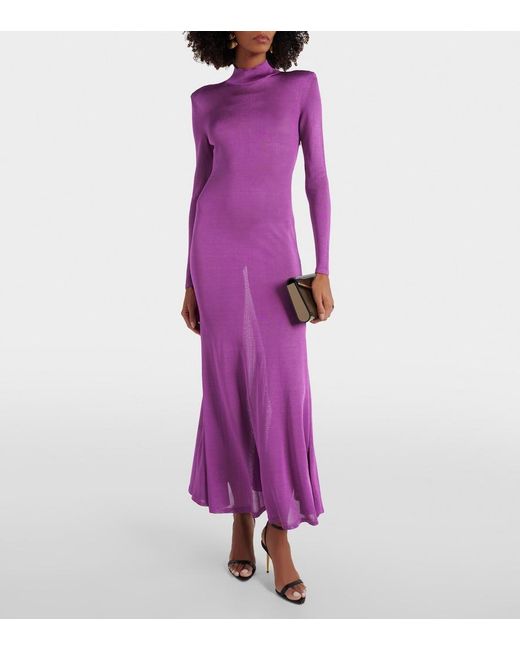 Tom Ford Purple Jersey Maxi Dress