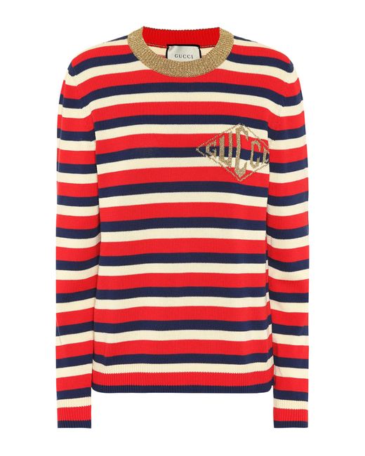 Gucci Red Striped Cotton Sweater