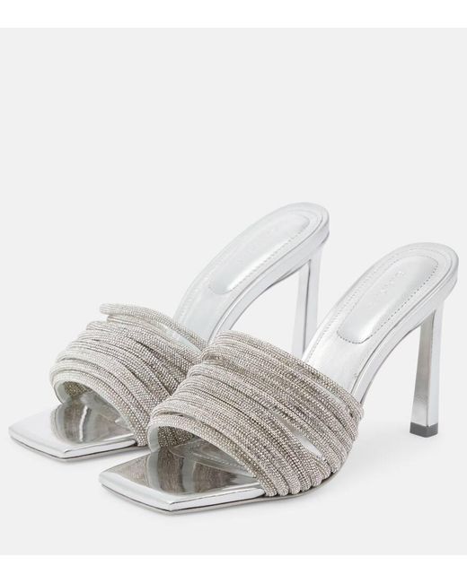 Jonathan Simkhai White Lena Crystal-Embellished Mules