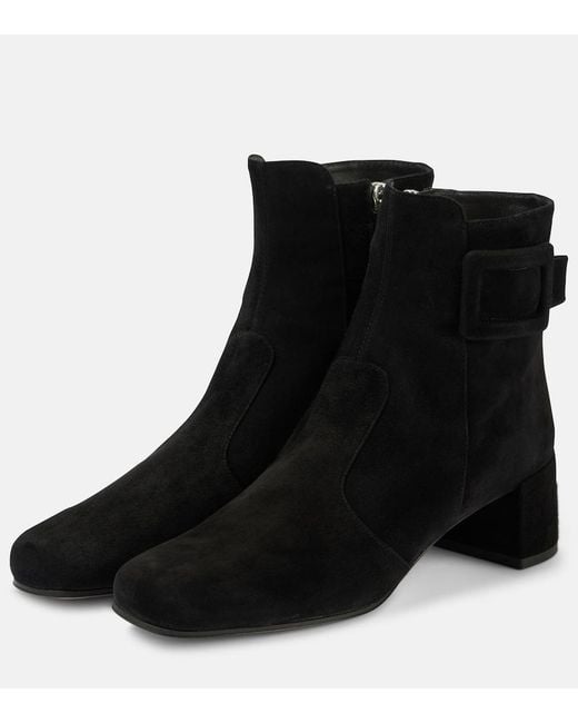 Roger Vivier Black Tres Vivier 45 Suede Ankle Boots