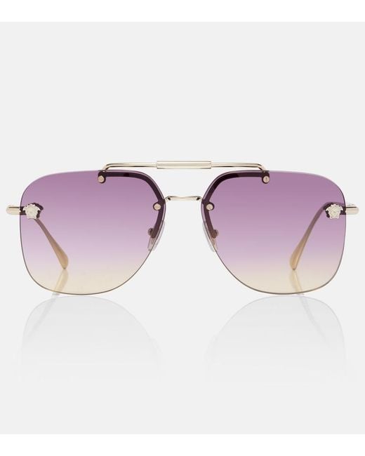 Versace Purple Medusa Light Aviator Sunglasses