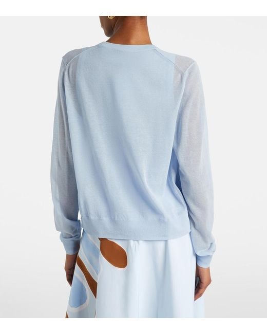 Dorothee Schumacher Blue Summer Semi-Sheer Cotton-Blend Cardigan