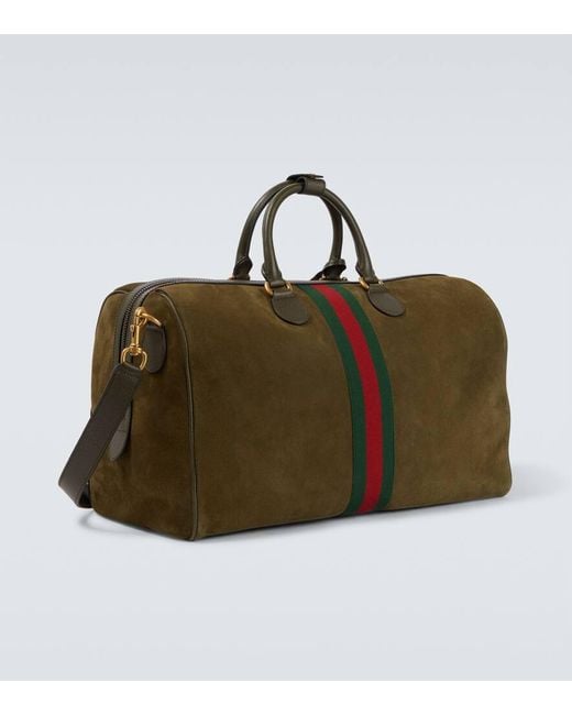 Gucci Green Savoy Medium Suede Duffel Bag for men