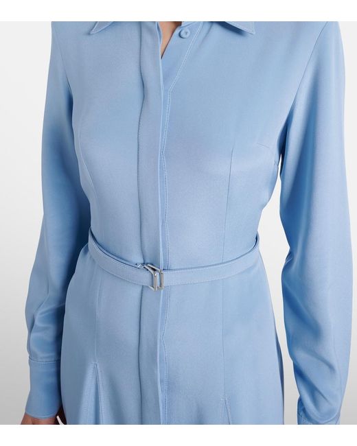 Emilia Wickstead Blue Riko Belted Silk Midi Dress