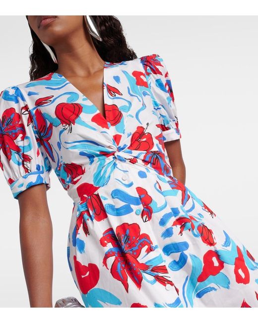 Diane von Furstenberg White Heather Floral Cotton-Blend Midi Dress