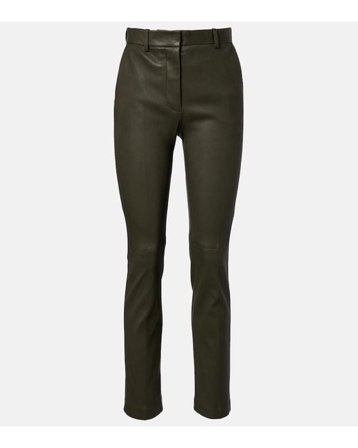 Joseph Green Leather Slim Pants
