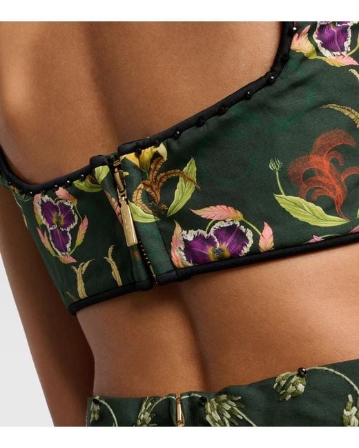 Agua Bendita Gray Amanda Marina Embroidered Crop Top