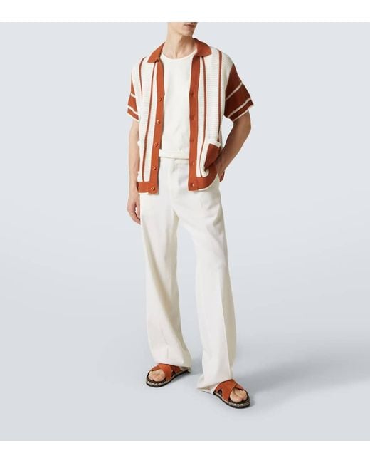 Frescobol Carioca Red Fabricio Crochet Cotton Shirt for men
