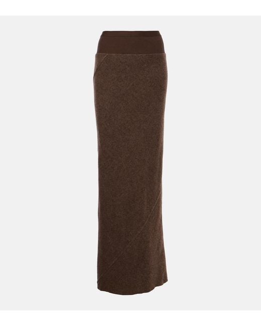 Rick Owens Brown Coda Wool Maxi Skirt