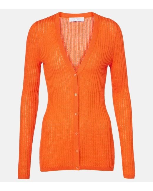 Gabriela Hearst Orange Emma Pointelle Cashmere And Silk Cardigan