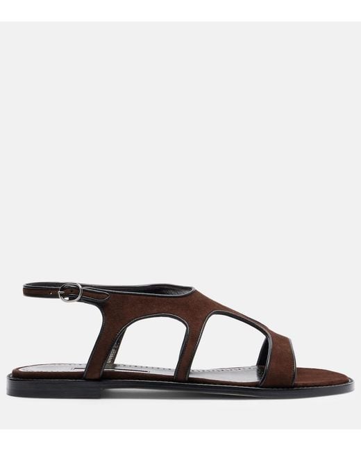 Manolo Blahnik Brown Rufina Suede Sandals
