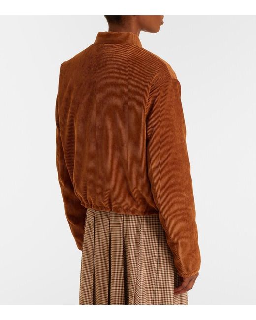 Moncler Brown Blageon Corduroy Down Bomber Jacket
